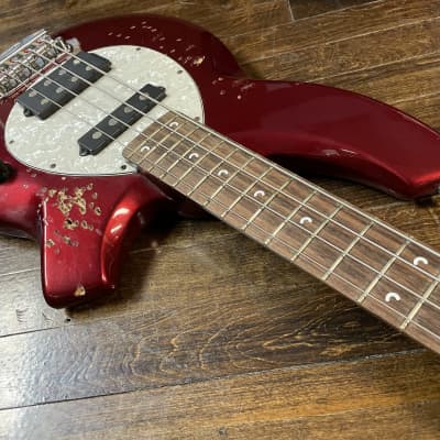 2004 Ernie Ball Music Man Bongo 4 HS Electric Bass Candy Red Active Pickups w/ OHSC image 8