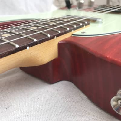 Slow Train Guitars Pinecaster partscaster with Cavalier Pickups and Warmoth neck Bell Buckle Red image 12