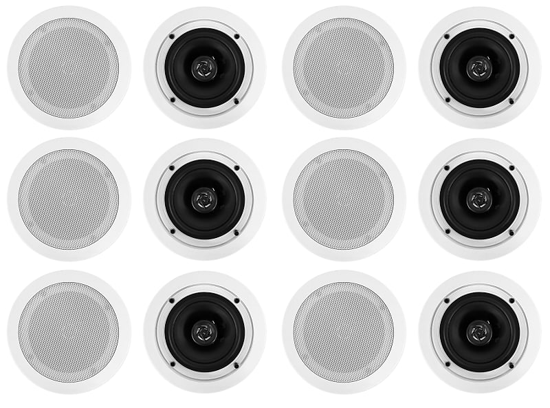 (12) Rockville CC525T White 5.25" Commercial 70v Ceiling Speakers For Restaurant image 1