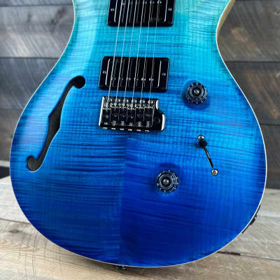 PRS Wood Library Custom 24 Semi-Hollow Flame Maple 10 Top, Korina Back, Torrified Maple Neck, Ziricote FB - Blue Fade 391867 image 6