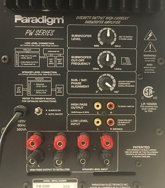 Paradigm pw 2200 hot sale