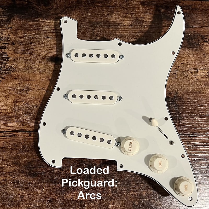 Good Land Pickups Loaded SSS Pickguard Arcs, Strat Style Reverb