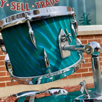 1960s Sonor Teardrop Drum Set Multi-Brilliant Turquoise Satin Flame Blue/Green 20/12/16/5x14 image 18