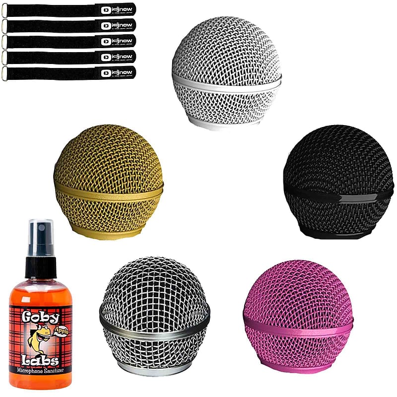 Replacement Mic Grilles 5 Colors fits SM58 w Microphone Sanitizer Cleaner Spray image 1