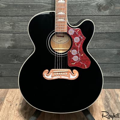 Epiphone EJ-200SCE Jumbo Black Acoustic Electric Guitar for sale