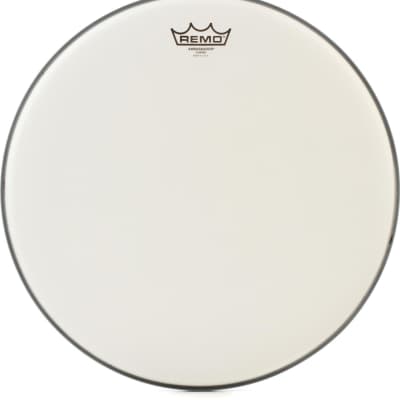 Remo Ambassador Coated Drumhead - 16 inch  Bundle with Bass Drum O's Port Hole Ring - 5" - Chrome image 2