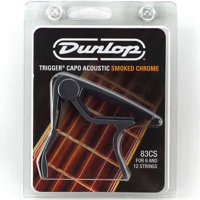 Dunlop 83CS Acoustic Guitar Capo - Acoustic Curved Trigger Capo, Smoked Chrome image 4