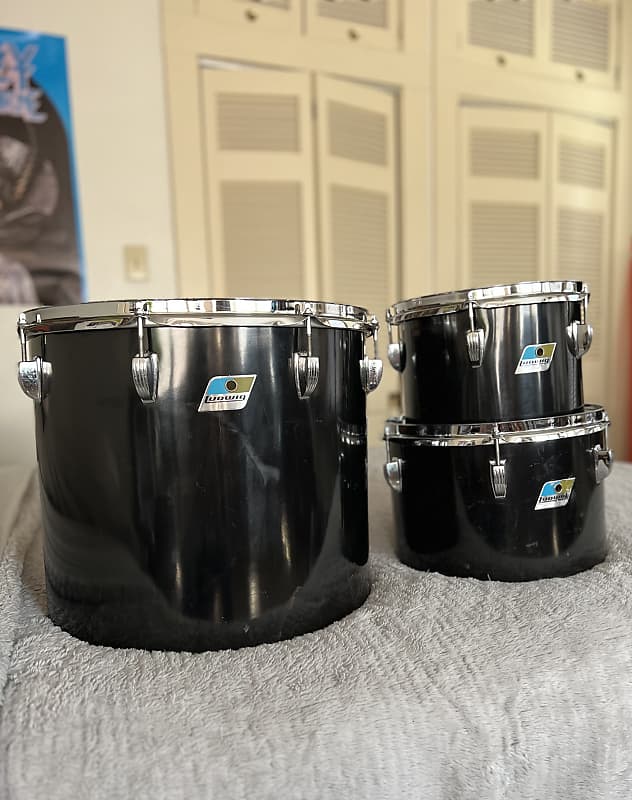Ludwig Concert Toms Black Cortex 10” 12” 16” Reverb