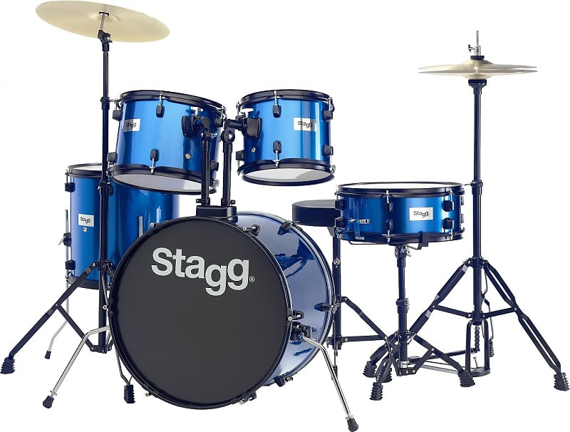 Stagg 5-Piece Drum Set w/ Throne - Blue image 1