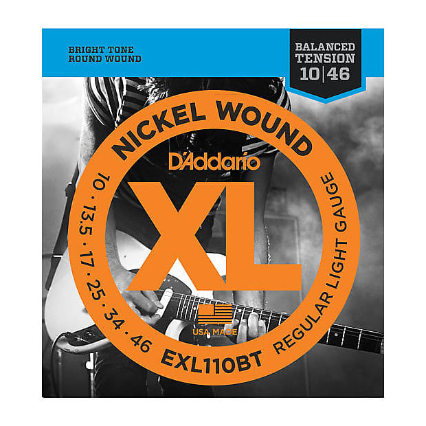 D'Addario EXLBT Nickel Wound Balanced Tension Electric Guitar Strings, 10-46, EXL110BT, Regular Light image 1
