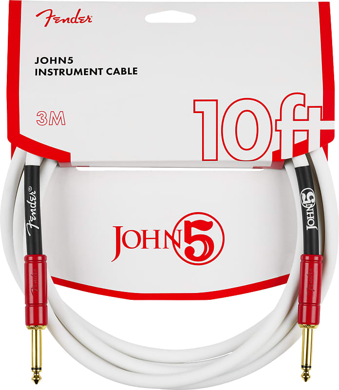 Fender JOHN 5 10' INST CABLE WHT/RD