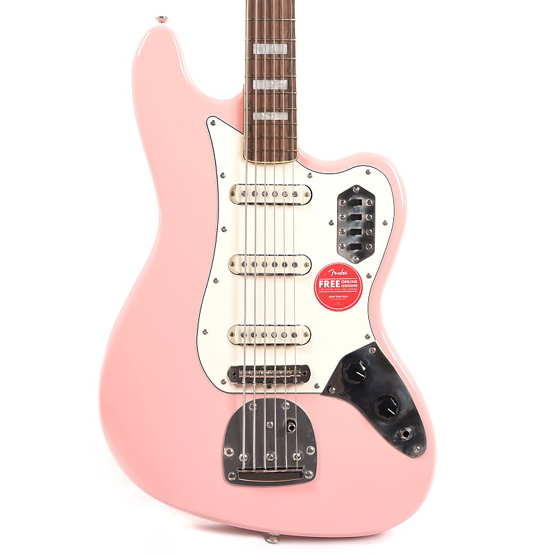 Squier Classic Vibe Bass VI Shell Pink w/Matching Headcap & 3-Ply Parchment Pickguard (CME Exclusive) Pre-Order image 1