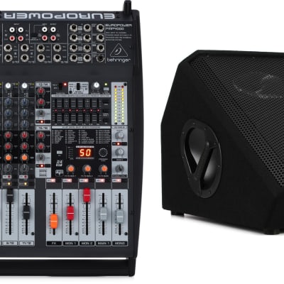 Behringer Europower PMP4000 16-channel 1600W Powered Mixer  Bundle with Behringer VS1220F 600W 12 inch Passive Wedge Speaker