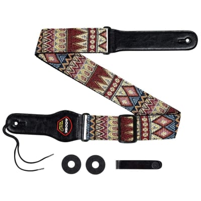 Guitar Strap, Printed Leather Guitar Strap PU Leather Western Vintage 60's  Retro Guitar Strap with Genuine Leather Ends for Electric Bass Guitar,Wide