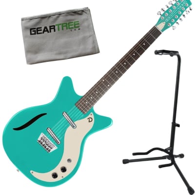 Danelectro 59 Vintage 12 String Electric Guitar Dark Aqua w/ stand and cleaning cloth image 1