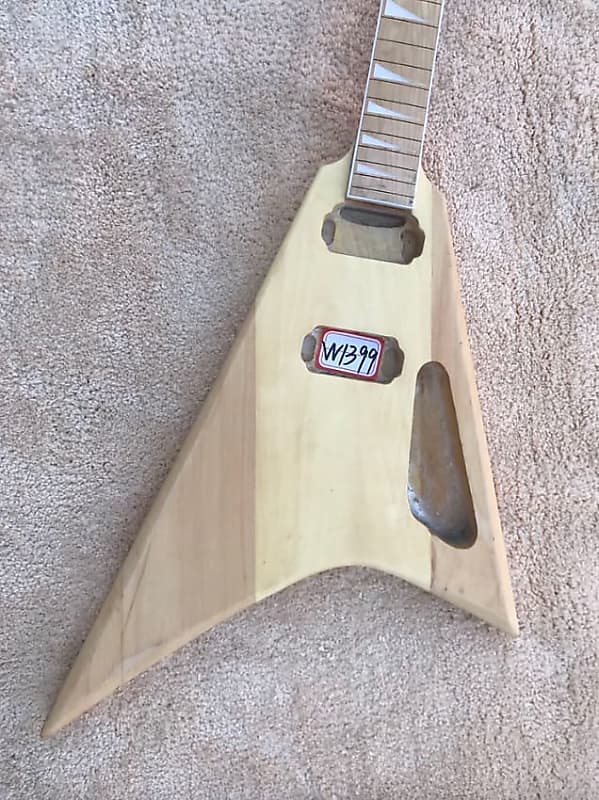 Flying V Style Unfinished Guitar Body with Maple Neck