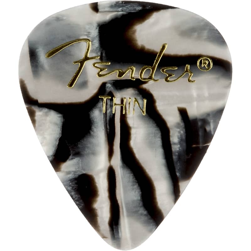 Fender 351 Shape Graphic Celluloid Guitar Picks, Thin, Zebra, 12-Pack image 1