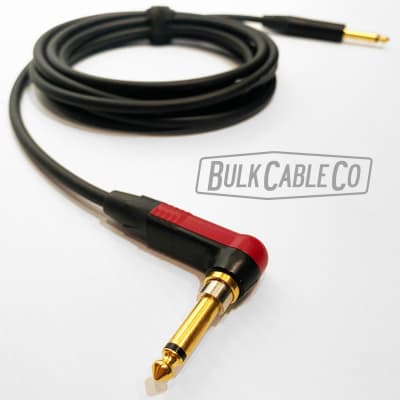20 FT - Mogami 2524 Silent Guitar Cable - Neutrik "No Pop" Right Angle Connector To Neutrik Straight Gold Right Plug - NP2RX-AU-SILENT To NP2X-B Ends