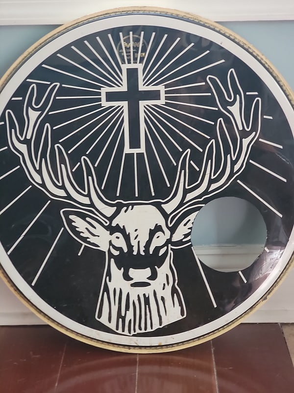 Evans Jagermeister 22" Bass Kick Drum Head 1980s Black Reverb