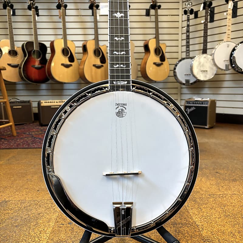 Deering White Lotus 5-String Resonator Banjo w/Hard Case | Reverb