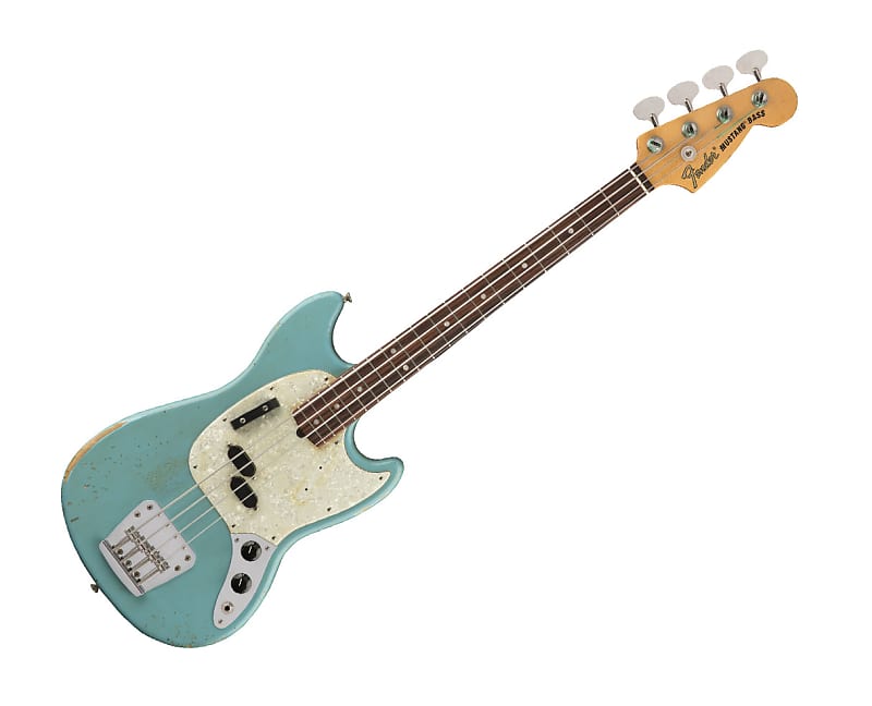 Used Fender JMJ Road Worn Mustang Bass - Faded Daphne Blue w/ Rosewood FB image 1
