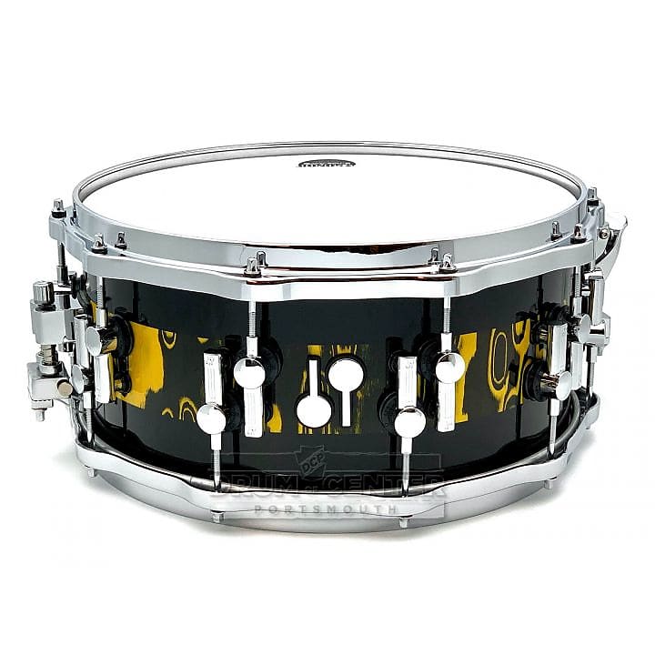 Sonor SQ2 Maple Medium Snare Drum 14x6.5 Yellow Tribal Stripes image 1
