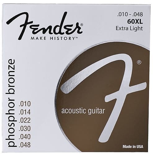 Fender 60XL Extra Light Acoustic Guitar Strings, Ball End, .010-.048 image 1