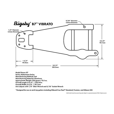Bigsby B7 Vibrato Aluminium Tremolo Tailpiece (Aluminium) image 3