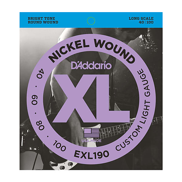 D'Addario EXL190 Nickel Wound Bass Guitar Strings Custom Light 40-100 Long Scale image 1