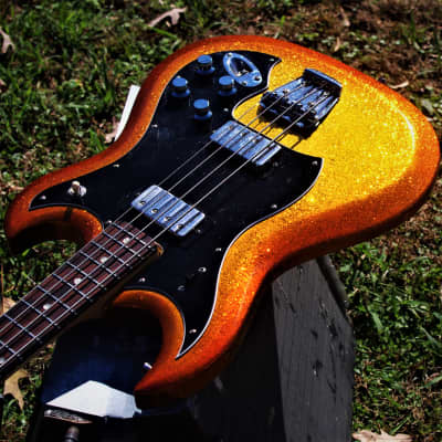 Hagstrom F400 1972 Honey Goldburst Metalflake.  Refinished. Excellent Player. Short neck bass. FAST. image 15