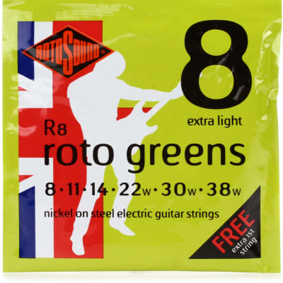 Rotosound R8 Roto Greens Nickel On Steel Electric Guitar Strings - .008-.038 Extra Light image 1