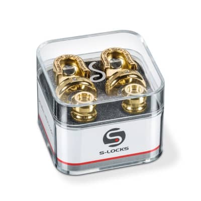 Genuine Schaller GOLD S-Lock Guitar Strap Locks Pair/Set, Made in Germany image 3