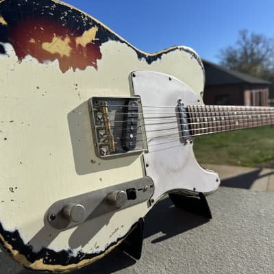 Fender Telecaster MJT 2015 - Olympic White Over Sunburst Heavy Relic image 8