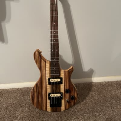 Alembic style Hand crafted exotic wood electric guitar-roasted maple neck-S. Duncan Slash pups Gibson 24 3/4" scale image 4