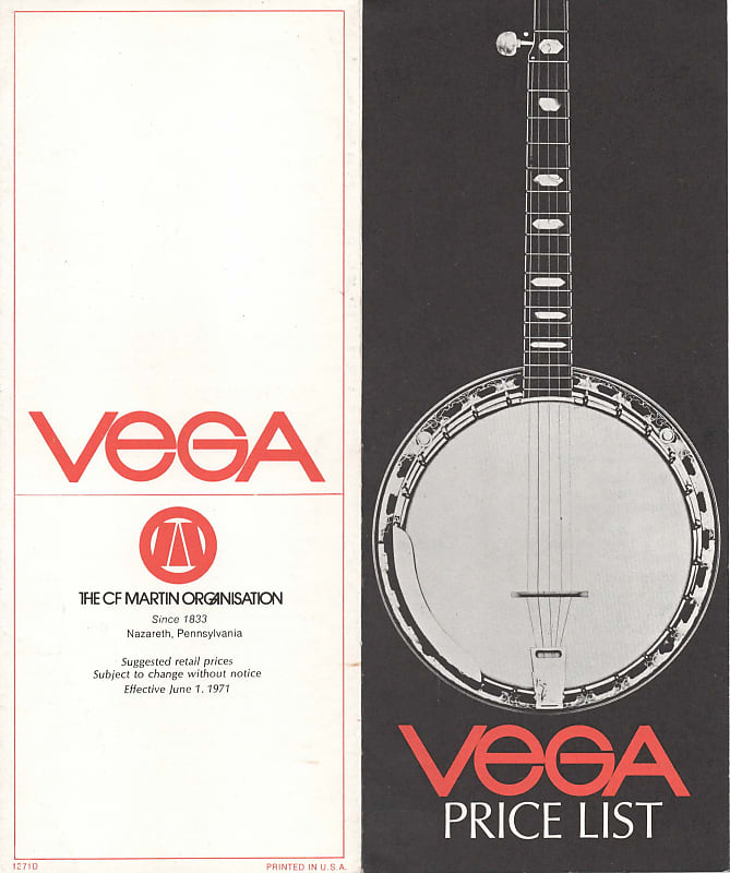 Vega- Banjos, Banjo Parts & Accessories Catalog, 1971