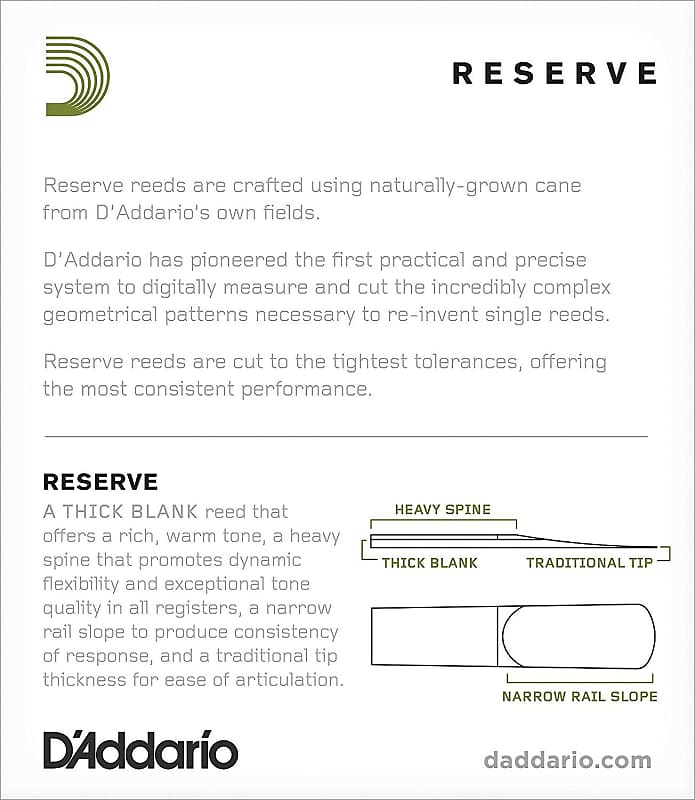 D'Addario Reserve Alto Saxophone Reeds, Strength 3.5, 10-pack image 1