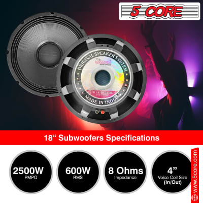 5Core 18 inch Subwoofer Replacement DJ Speaker Sub Woofer Loud FR 18 220 17 AL image 15