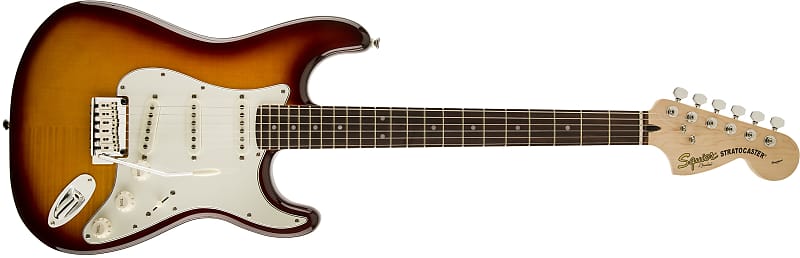 Squier Standard Stratocaster Flame Maple Top Amber image 1