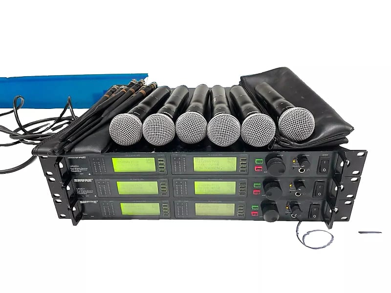 Shure UR4D+ Dual H4 Wireless Receiver W/(2)UR2 Handheld Transmitters #2418 (One) image 1