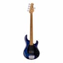 Sterling By MusicMan 5 String Bass Guitar, Right, Quilted Maple, Neptune Blue
