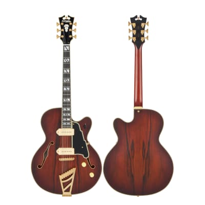 D'Angelico Deluxe SS Fully Hollow Single Cutaway Satin Brown Burst image 6