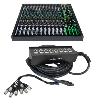 Mackie ProFX16v3 16-Channel Sound Reinforcement Mixer with Built-In FX + 32' 8 Channel Box XLR Cable Snake image 1