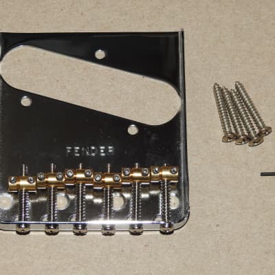 Fender Vintage-Style 6-Saddle Telecaster Bridge Assembly Upgraded With Kluson Brass Barrel Saddles image 1