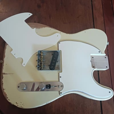 Melody Custom Guitars Olympic White Relic Aged Esquire Telecaster Body, Loaded. 1998 image 8