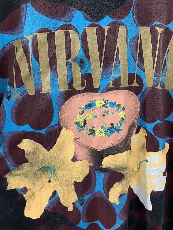 Vintage 1993 Nirvana Heart Shaped Box ALL Ober Print Tee Shirt