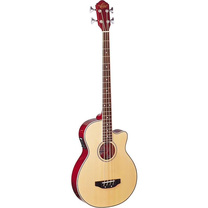 Oscar Schmidt OB100N 4-String Acoustic Electric Bass Guitar with Bag, Natural image 1