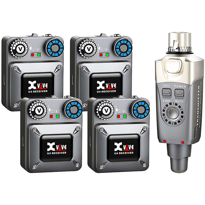 Xvive U4R4 In-Ear Monitor Wireless System (U4 Transmitter + 4 U4 Receivers) image 1