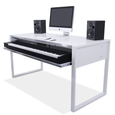 AZ Studio Workstations Hybrid Steel Studio Desk Glossy White image 1