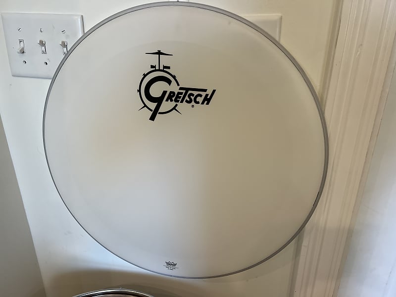 Gretsch 22” bass drum head  White/Blacm image 1