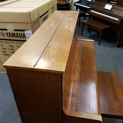 Yamaha U1 Saw 48" Studio Upright Piano *Road Worn* with attached Dolly Mfg 1972 Satin Walnut image 6